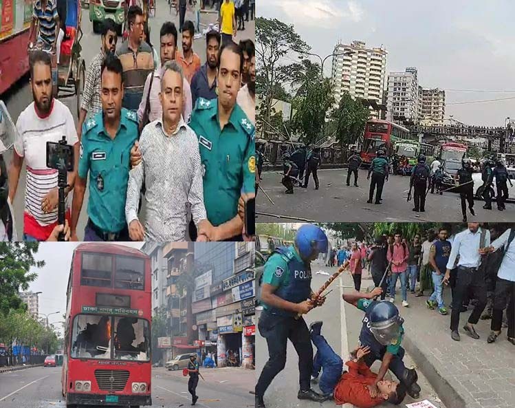রাজধানীর সাইন্সল্যাব মোড়ে পুলিশ-বিএনপি সংঘর্ষ